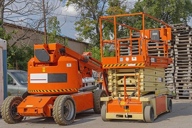 heavy-duty forklift maneuvering through a busy warehouse in Boca Raton FL